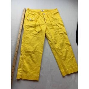 Cato Womens Pants Size 6 Yellow Straight Cropped Capri Drawstring Pockets